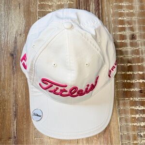Titleist Pro V1 FJ Golf Hat Cap White with Pink